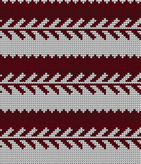 Knitted texture seamless pattern. Vector seamless background for banner, website, postcard, wallpaper, clothing and design. Festive Sweater Design. Seamless Knitted Pattern.