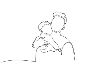 father and son happy moment hug fathers day life line art design