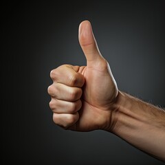 Man hand showing the thumb up