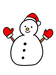 サンタ帽の雪だるま