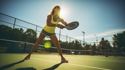 Pickleball is racket or paddle sport in which two singles or four doubles players hit a perforated...