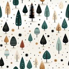 Pattern christmas christmas trees with stars on white ground