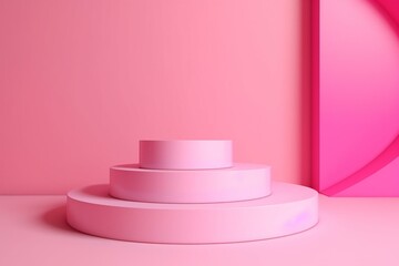 Podium on pink background. Generative AI