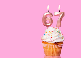 Birthday Cake With Candle Number 67