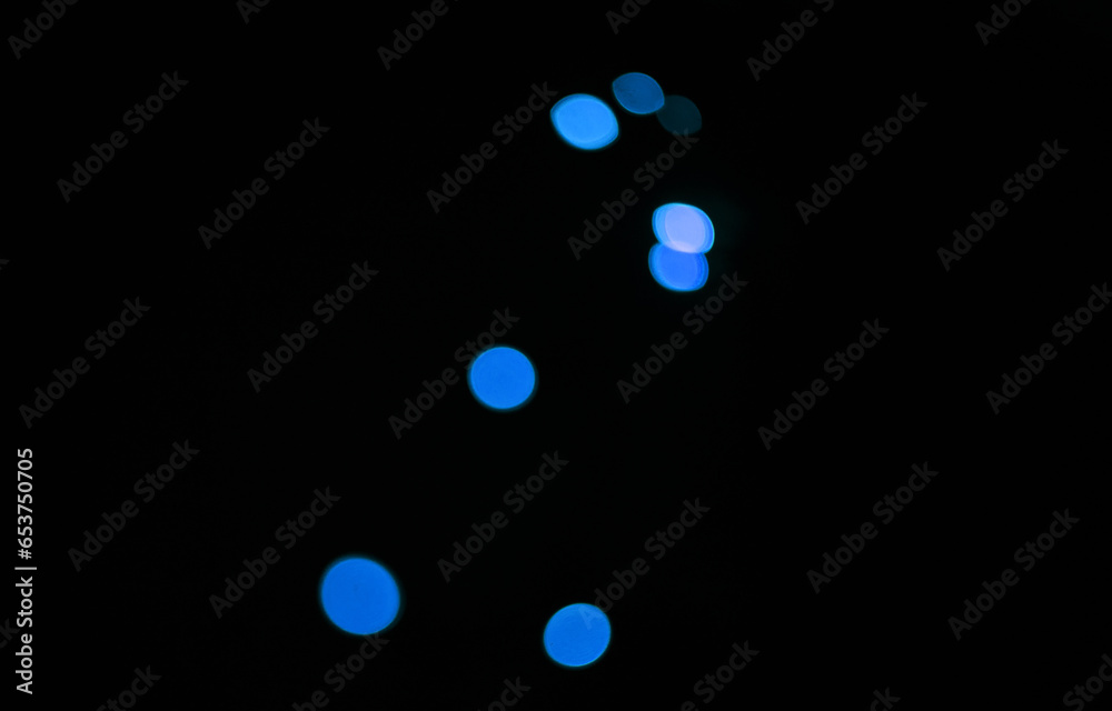 Canvas Prints bokeh, blue dots and black background with glow or sparkle, mockup space with light, texture and fla