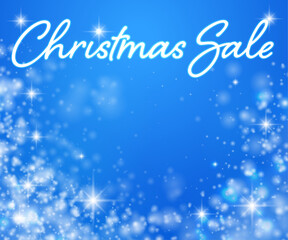 Fototapeta na wymiar Christmas banner with glittering blue background