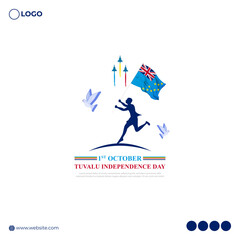 Vector illustration of Tuvalu Independence Day social media feed template