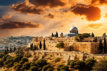 Fototapeta premium Stunning Jerusalem landscape. Generative AI