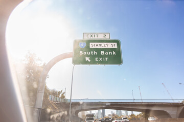 driving in Brisbane towards South Bank
