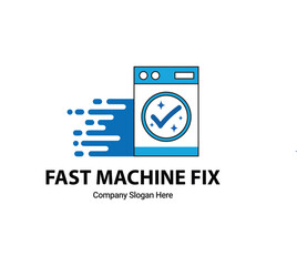 Fast Washing Machine Logo For Laundry Service.