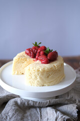 Japanese cotton cheesecake. Vertical photo