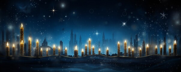 Fototapeta premium Hanukkah magic background illustration with empty copy space Generative AI