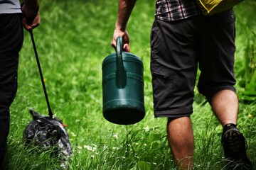 Man holding watering can