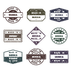 Obraz premium Made in Labels Set with Grunge Effect Isolated on White Background