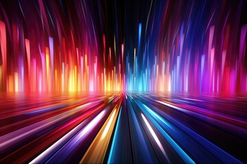Abstract background with colorful spectrum. Bright neon rays and glowing lines