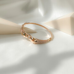 Stylish panther hinged bangle (bracelet) in 14k rose gold with green eyes. Fine jewelry for women, gift for her.