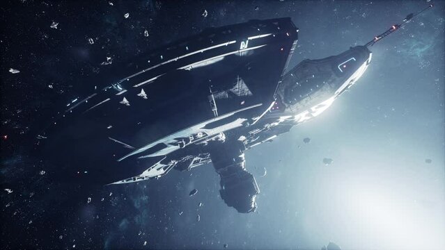 The extraterrestrial ship travels through the infinite reaches of space