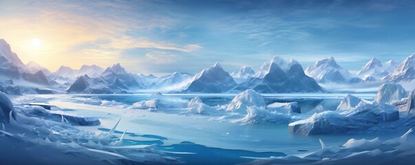 Fototapeta na wymiar Magic christmas frozen ocean with snow scene Generative AI