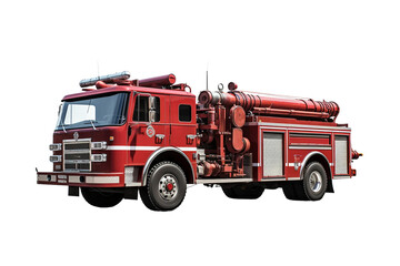 Fire engine ladder truck isolated on a transparent background, Generative Ai