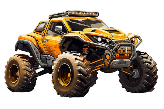 Monster jeep truck isolated on a transparent background, Generative Ai