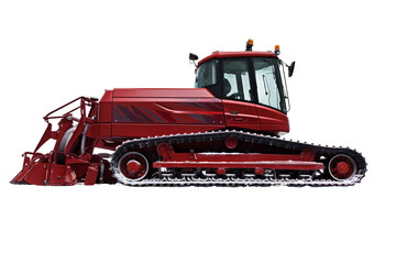 Red truck for cleaning snow isolated on a transparent background, Generative Ai