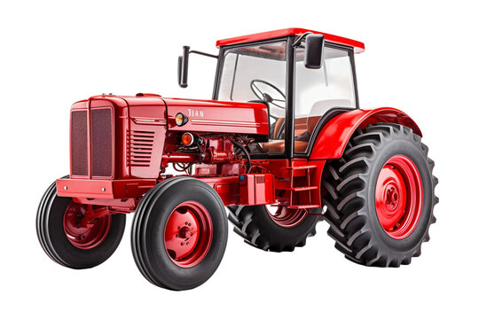 Red tractor isolated on a transparent background, Generative Ai