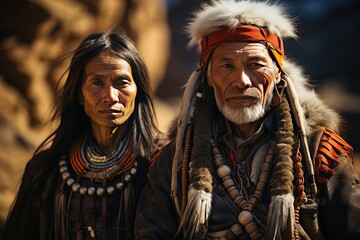 Angge people in the Upper Mustang region of Nepal,Generated with AI - obrazy, fototapety, plakaty