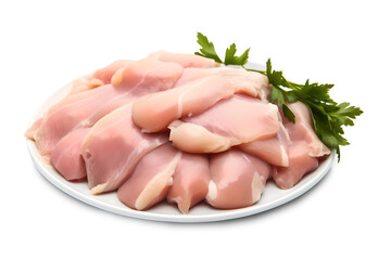 Raw Chicken Meat Parsley On Transparent Background, Generative AI