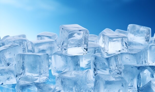 advertising ice cube pile background, ai generative