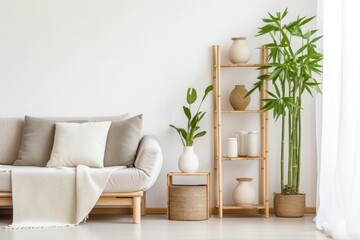 minimalistic bamboo home decoration in a clean, clutter-free room