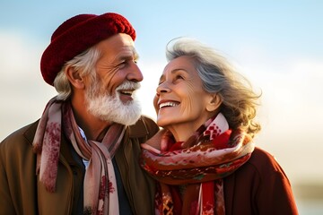 Liebevolle Momente: Gl&uuml;ckliches Seniorenpaar im gemeinsamen Lebensabend