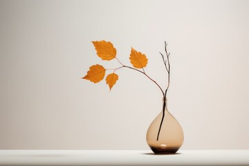a minimalist home decoration piece featuring a single fall leaf