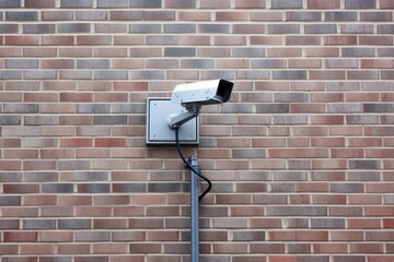 closed circuit camera mounted on a brick wall