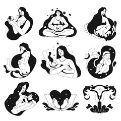 Motherhood and childbirth, mom with kid in hands