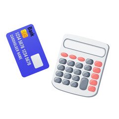 Credit card and calculator isolated on white