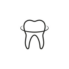 Dental floss around a human tooth. 