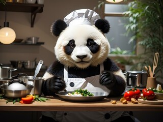 a panda becomes a chef