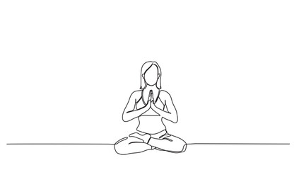 yoga pose sit relaxation, for health, fitness and meditation concept  one line art vector illustration