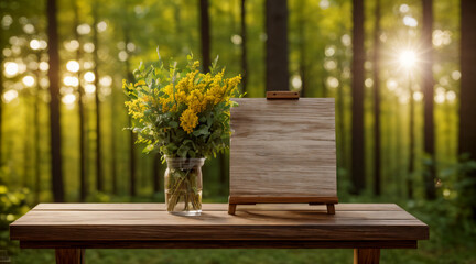 mock up wooden board with natural background