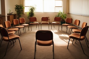 Fototapeta premium cozy circle of empty chairs in a meeting room