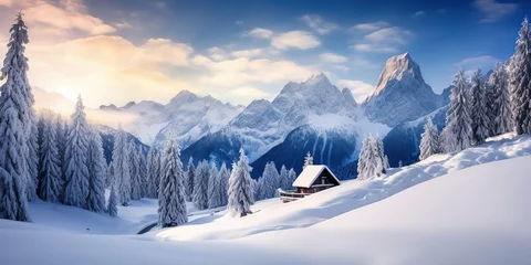 Photo sur Plexiglas Paysage Fantastic evening winter landscape