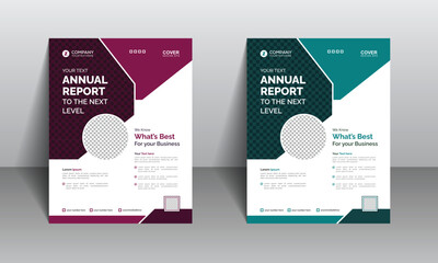 Annual report design for bank office and business etc. File folder with two-colour variation.