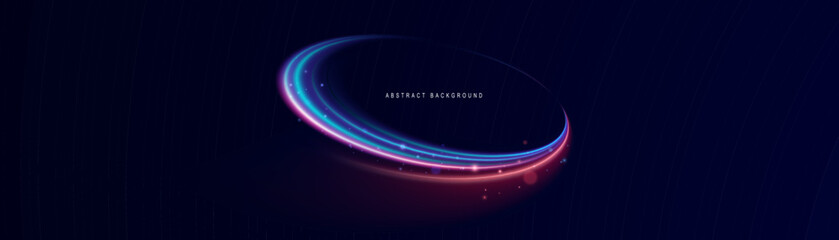 Neon rings set. Vector illustration of neon rings on dark background. Abstract vector fire circles, sparkling swirls and energy light spiral frames, neon blurry light circles at motion, Swirl effect.