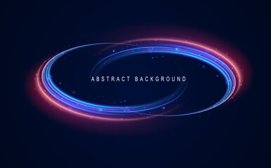 Neon rings set. Vector illustration of neon rings on dark background. Abstract vector fire circles, sparkling swirls and energy light spiral frames, neon blurry light circles at motion, Swirl effect.