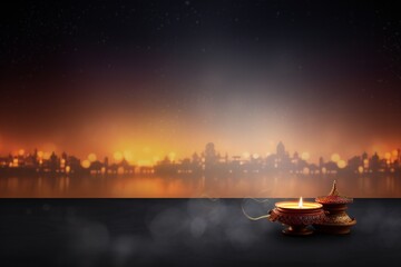 Magic soft fog Diwali festival poster background, with empty copy space Generative AI
