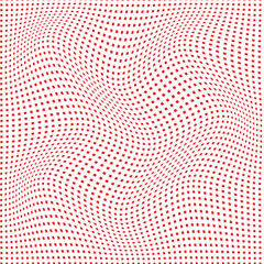 abstract seamless red dot grid wave pattern art.