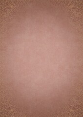Fototapeta premium Pale pink textured paper with vignette of golden hand-drawn pattern on a darker background color. Copy space. Digital artwork, A4. (pattern: p07-2e)