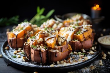 roasted sweet potatoes with marshmallow topping
