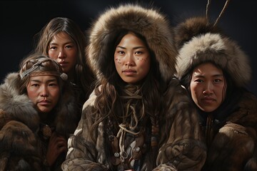 The Nenets People Nomadic reindeer herders of Siberia Arctic tundra.Generated with AI