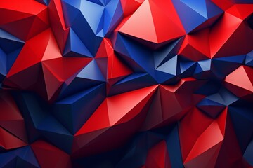 Polygonal surface with tetrahedrons. Bright 3D wallpaper. Generative AI